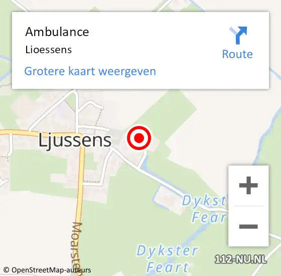 Locatie op kaart van de 112 melding: Ambulance Lioessens op 28 mei 2019 23:23