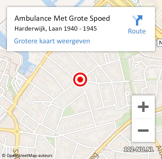 Locatie op kaart van de 112 melding: Ambulance Met Grote Spoed Naar Harderwijk, Laan 1940 - 1945 op 28 mei 2019 23:42