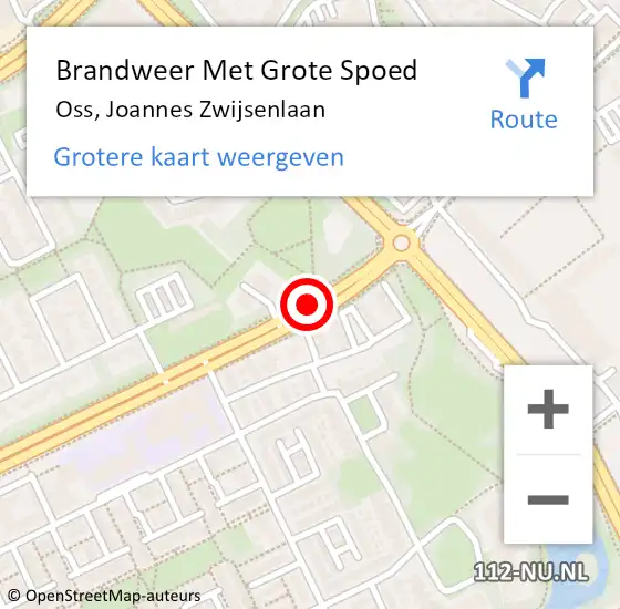 Locatie op kaart van de 112 melding: Brandweer Met Grote Spoed Naar Oss, Joannes Zwijsenlaan op 29 mei 2019 02:20