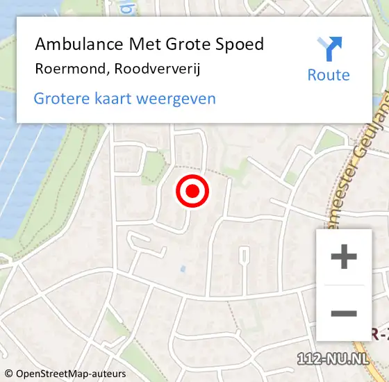 Locatie op kaart van de 112 melding: Ambulance Met Grote Spoed Naar Roermond, Roodververij op 29 mei 2019 02:26