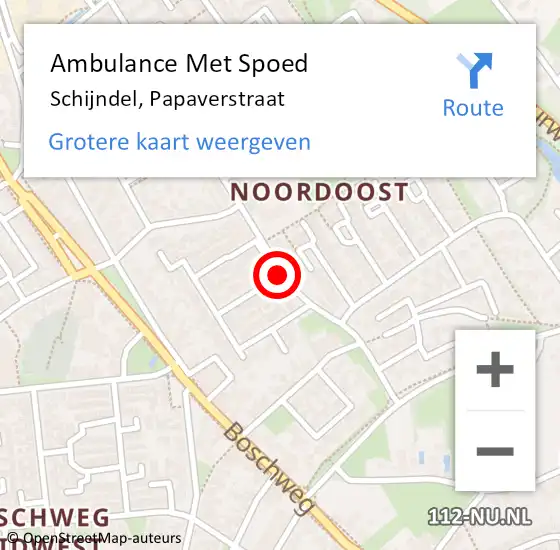 Locatie op kaart van de 112 melding: Ambulance Met Spoed Naar Schijndel, Papaverstraat op 29 mei 2019 02:37