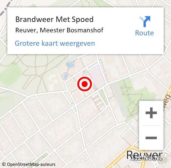 Locatie op kaart van de 112 melding: Brandweer Met Spoed Naar Reuver, Meester Bosmanshof op 29 mei 2019 02:49