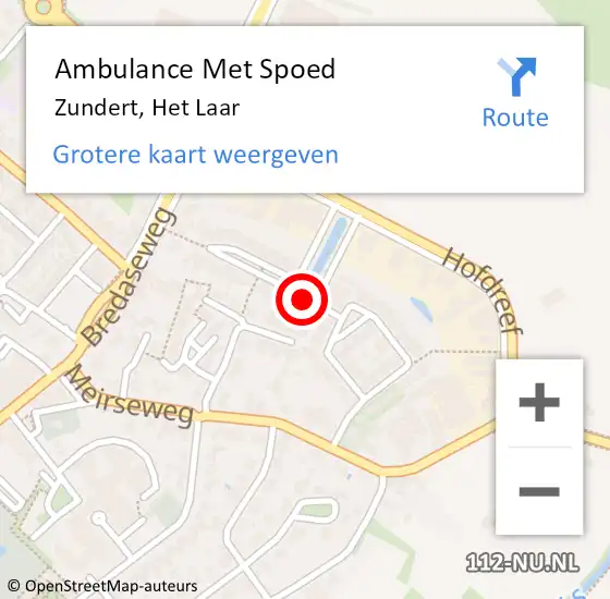 Locatie op kaart van de 112 melding: Ambulance Met Spoed Naar Zundert, Het Laar op 29 mei 2019 03:25