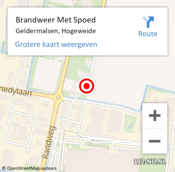 Locatie op kaart van de 112 melding: Brandweer Met Spoed Naar Geldermalsen, Hogeweide op 29 mei 2019 04:39