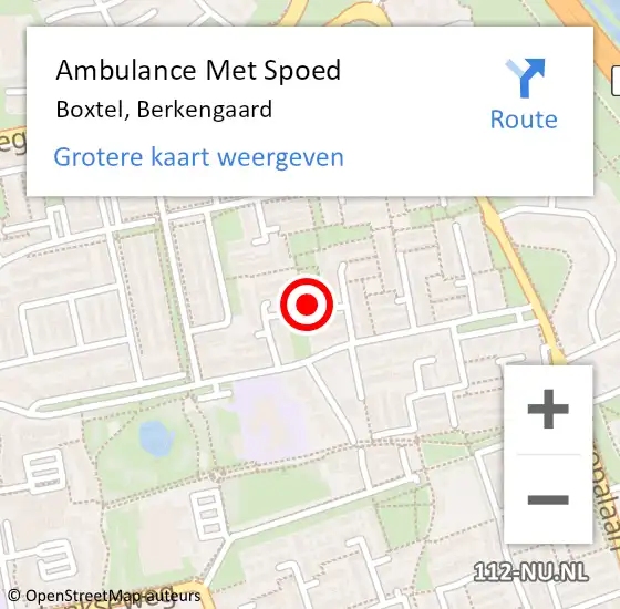 Locatie op kaart van de 112 melding: Ambulance Met Spoed Naar Boxtel, Berkengaard op 29 mei 2019 06:59
