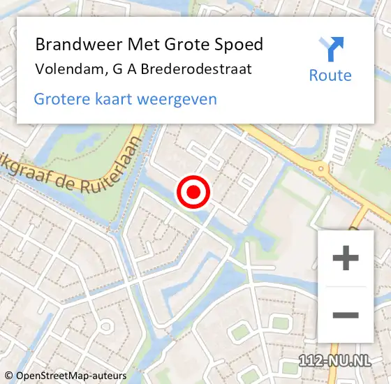 Locatie op kaart van de 112 melding: Brandweer Met Grote Spoed Naar Volendam, G A Brederodestraat op 29 mei 2019 07:04