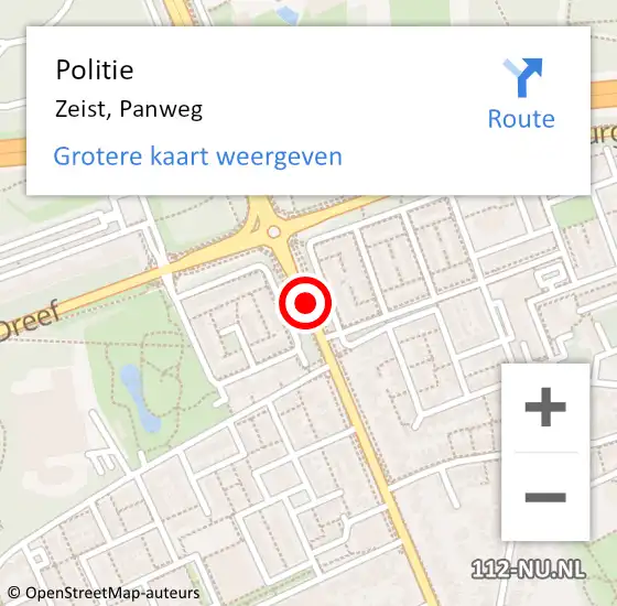 Locatie op kaart van de 112 melding: Politie Zeist, Panweg op 29 mei 2019 08:38