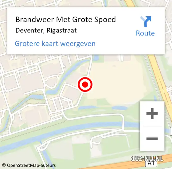 Locatie op kaart van de 112 melding: Brandweer Met Grote Spoed Naar Deventer, Rigastraat op 29 mei 2019 08:45