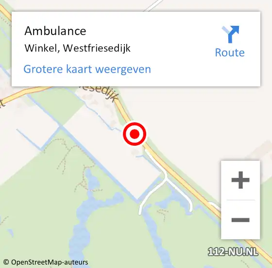Locatie op kaart van de 112 melding: Ambulance Winkel, Westfriesedijk op 29 mei 2019 10:04