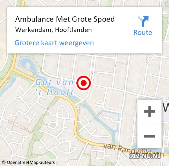 Locatie op kaart van de 112 melding: Ambulance Met Grote Spoed Naar Werkendam, Hooftlanden op 29 mei 2019 10:22