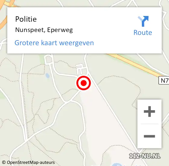 Locatie op kaart van de 112 melding: Politie Nunspeet, Eperweg op 29 mei 2019 11:30
