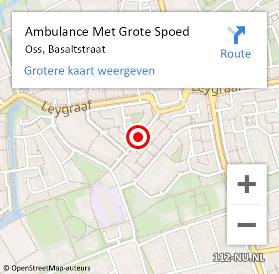 Locatie op kaart van de 112 melding: Ambulance Met Grote Spoed Naar Oss, Basaltstraat op 29 mei 2019 11:41