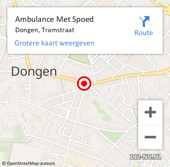 Locatie op kaart van de 112 melding: Ambulance Met Spoed Naar Dongen, Tramstraat op 29 mei 2019 11:57