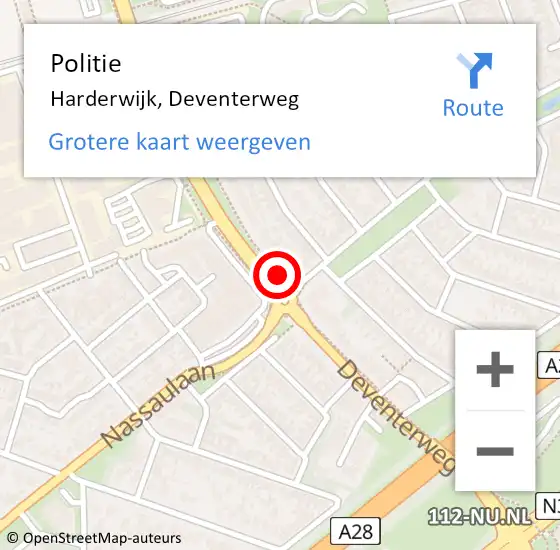 Locatie op kaart van de 112 melding: Politie Harderwijk, Deventerweg op 29 mei 2019 12:14
