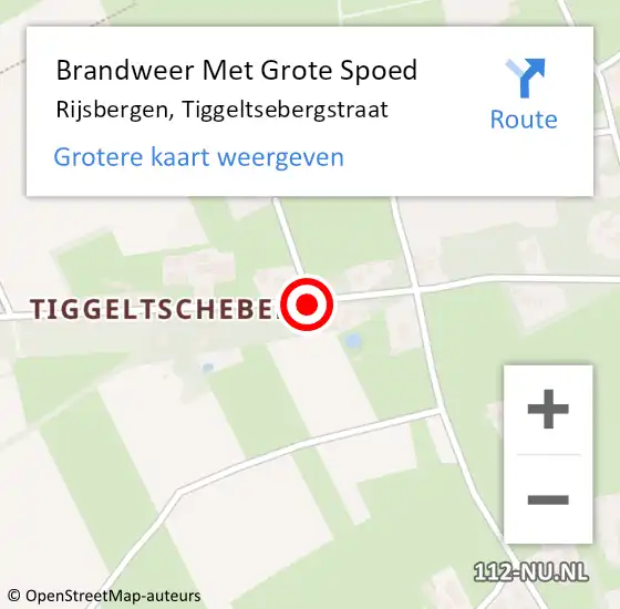 Locatie op kaart van de 112 melding: Brandweer Met Grote Spoed Naar Rijsbergen, Tiggeltsebergstraat op 29 mei 2019 12:25