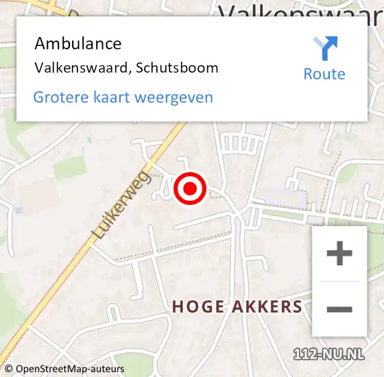 Locatie op kaart van de 112 melding: Ambulance Valkenswaard, Schutsboom op 29 mei 2019 12:32