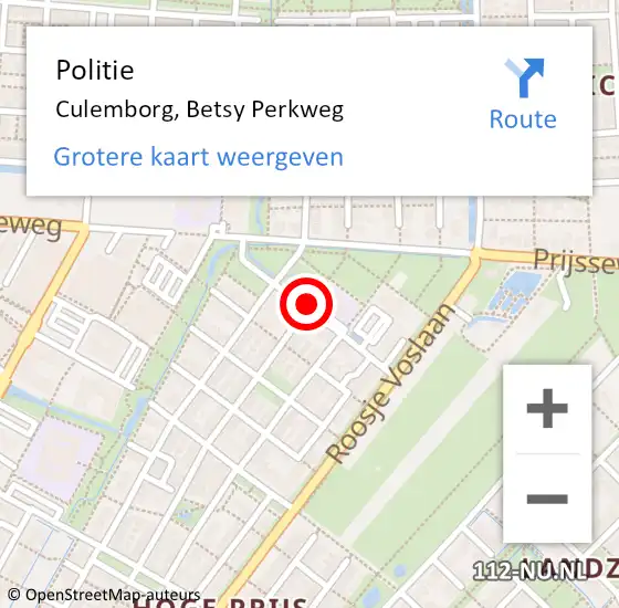 Locatie op kaart van de 112 melding: Politie Culemborg, Betsy Perkweg op 29 mei 2019 13:51