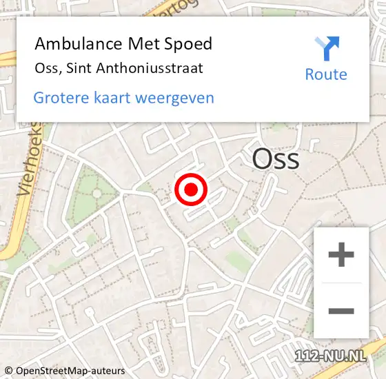 Locatie op kaart van de 112 melding: Ambulance Met Spoed Naar Oss, Sint Anthoniusstraat op 29 mei 2019 16:00