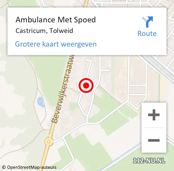 Locatie op kaart van de 112 melding: Ambulance Met Spoed Naar Castricum, Tolweid op 29 mei 2019 16:06