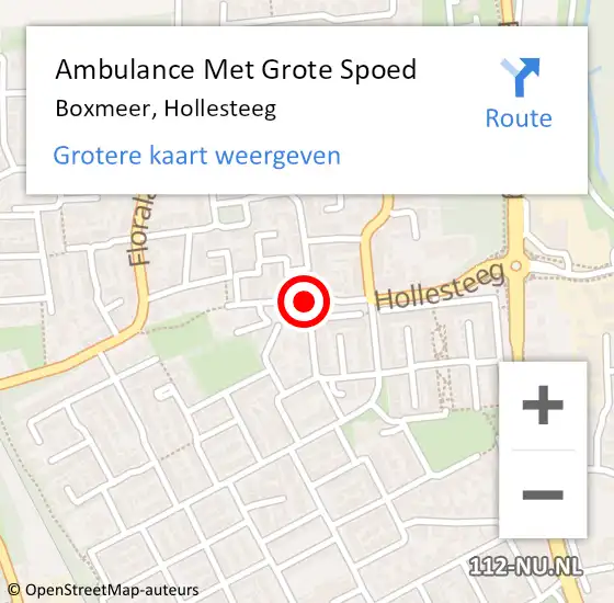 Locatie op kaart van de 112 melding: Ambulance Met Grote Spoed Naar Boxmeer, Hollesteeg op 29 mei 2019 16:43