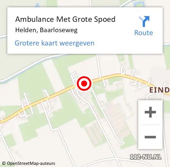 Locatie op kaart van de 112 melding: Ambulance Met Grote Spoed Naar Helden, Baarloseweg op 29 mei 2019 16:45