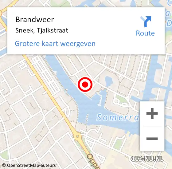 Locatie op kaart van de 112 melding: Brandweer Sneek, Tjalkstraat op 29 mei 2019 17:45