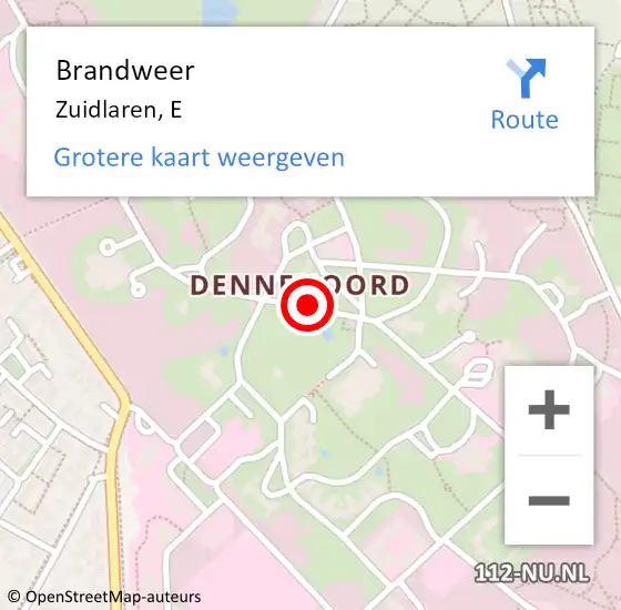 Locatie op kaart van de 112 melding: Brandweer Zuidlaren, E op 29 mei 2019 17:49