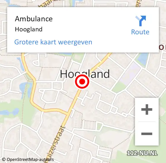 Locatie op kaart van de 112 melding: Ambulance Hoogland op 29 mei 2019 17:51