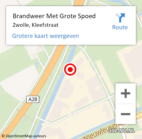 Locatie op kaart van de 112 melding: Brandweer Met Grote Spoed Naar Zwolle, Kleefstraat op 2 april 2014 18:05