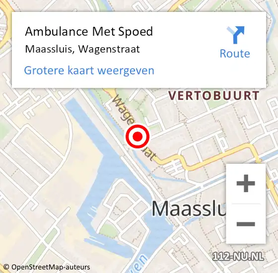 Locatie op kaart van de 112 melding: Ambulance Met Spoed Naar Maassluis, Wagenstraat op 29 mei 2019 19:48