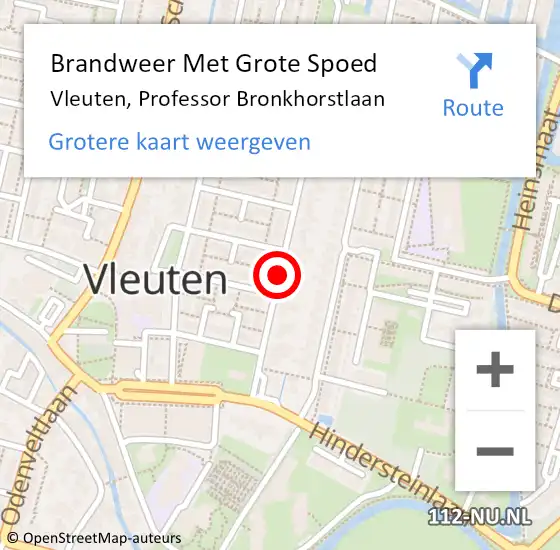 Locatie op kaart van de 112 melding: Brandweer Met Grote Spoed Naar Vleuten, Professor Bronkhorstlaan op 29 mei 2019 21:01