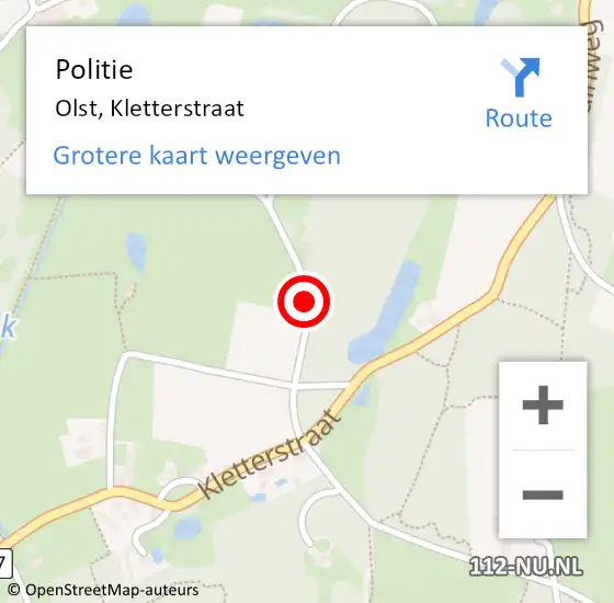 Locatie op kaart van de 112 melding: Politie Olst, Kletterstraat op 29 mei 2019 21:01