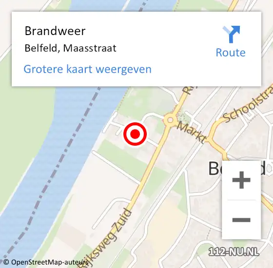 Locatie op kaart van de 112 melding: Brandweer Belfeld, Maasstraat op 29 mei 2019 21:11