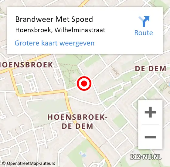 Locatie op kaart van de 112 melding: Brandweer Met Spoed Naar Hoensbroek, Wilhelminastraat op 29 mei 2019 21:12