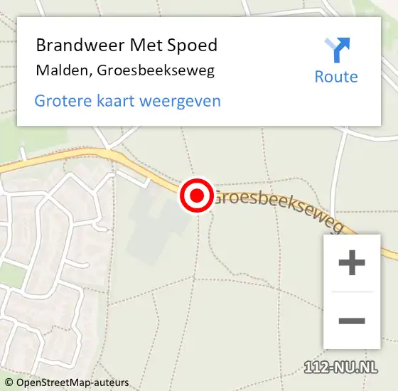 Locatie op kaart van de 112 melding: Brandweer Met Spoed Naar Malden, Groesbeekseweg op 29 mei 2019 21:30