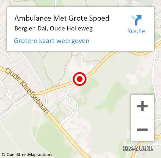 Locatie op kaart van de 112 melding: Ambulance Met Grote Spoed Naar Berg en Dal, Oude Holleweg op 29 mei 2019 23:06