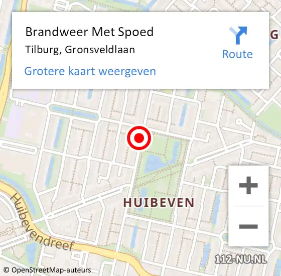 Locatie op kaart van de 112 melding: Brandweer Met Spoed Naar Tilburg, Gronsveldlaan op 29 mei 2019 23:18