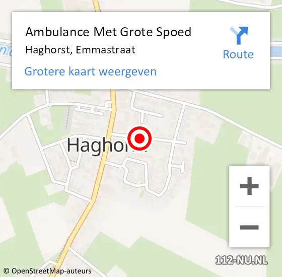 Locatie op kaart van de 112 melding: Ambulance Met Grote Spoed Naar Haghorst, Emmastraat op 30 mei 2019 01:15