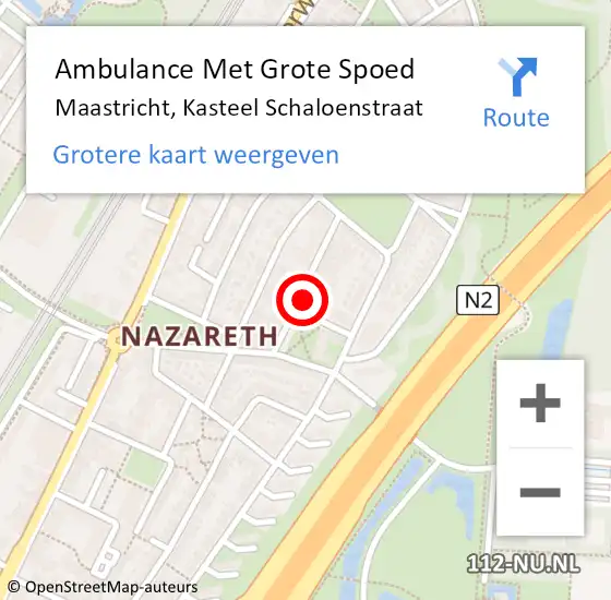 Locatie op kaart van de 112 melding: Ambulance Met Grote Spoed Naar Maastricht, Kasteel Schaloenstraat op 2 april 2014 18:25