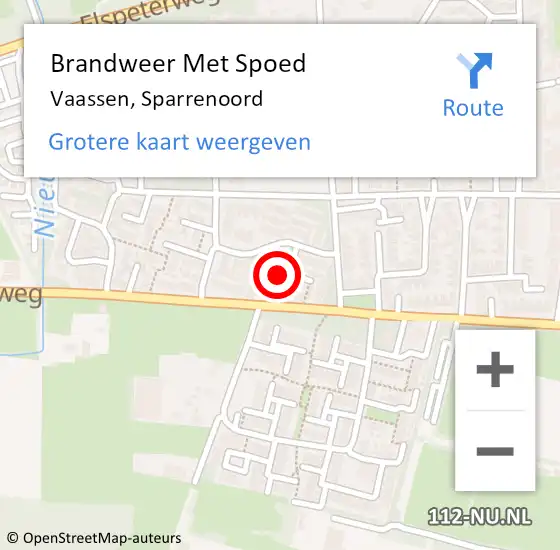 Locatie op kaart van de 112 melding: Brandweer Met Spoed Naar Vaassen, Sparrenoord op 2 april 2014 18:25