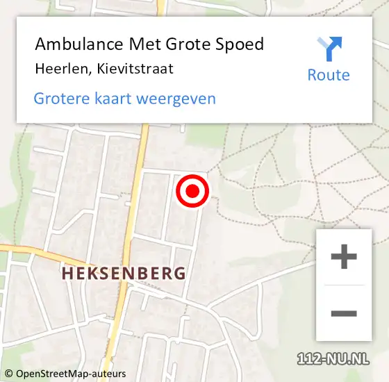 Locatie op kaart van de 112 melding: Ambulance Met Grote Spoed Naar Heerlen, Kievitstraat op 2 april 2014 18:29