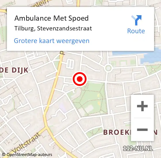 Locatie op kaart van de 112 melding: Ambulance Met Spoed Naar Tilburg, Stevenzandsestraat op 30 mei 2019 04:44