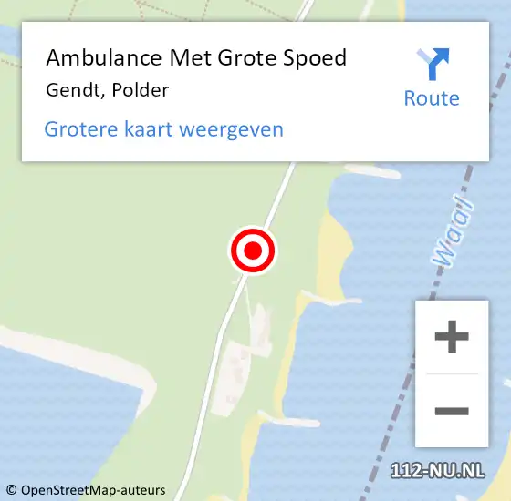 Locatie op kaart van de 112 melding: Ambulance Met Grote Spoed Naar Gendt, Polder op 30 mei 2019 06:34