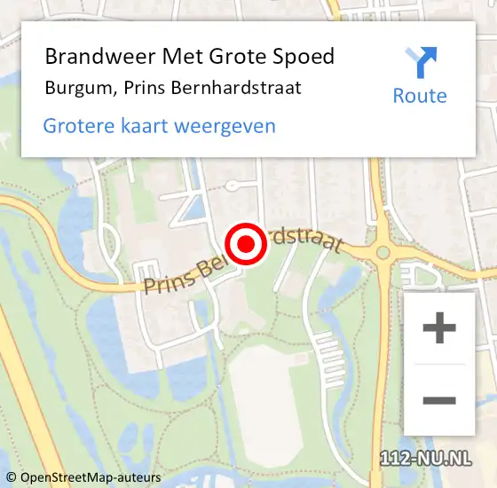 Locatie op kaart van de 112 melding: Brandweer Met Grote Spoed Naar Burgum, Prins Bernhardstraat op 30 mei 2019 07:02