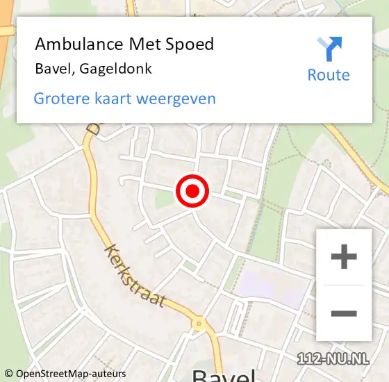 Locatie op kaart van de 112 melding: Ambulance Met Spoed Naar Bavel, Gageldonk op 30 mei 2019 07:11