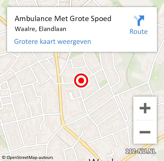 Locatie op kaart van de 112 melding: Ambulance Met Grote Spoed Naar Waalre, Elandlaan op 30 mei 2019 07:14