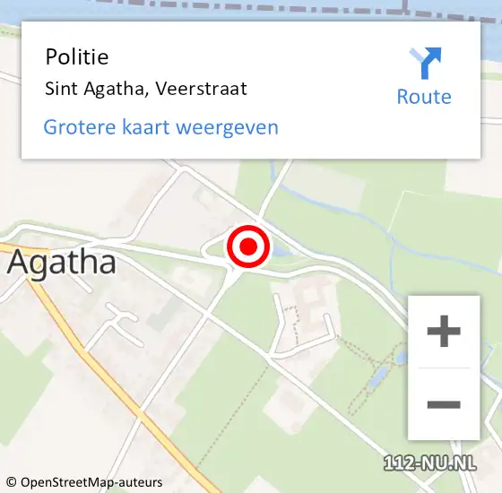 Locatie op kaart van de 112 melding: Politie Sint Agatha, Veerstraat op 30 mei 2019 08:10