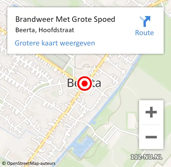 Locatie op kaart van de 112 melding: Brandweer Met Grote Spoed Naar Beerta, Hoofdstraat op 30 mei 2019 08:34