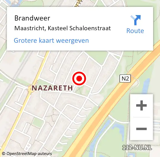 Locatie op kaart van de 112 melding: Brandweer Maastricht, Kasteel Schaloenstraat op 2 april 2014 18:40