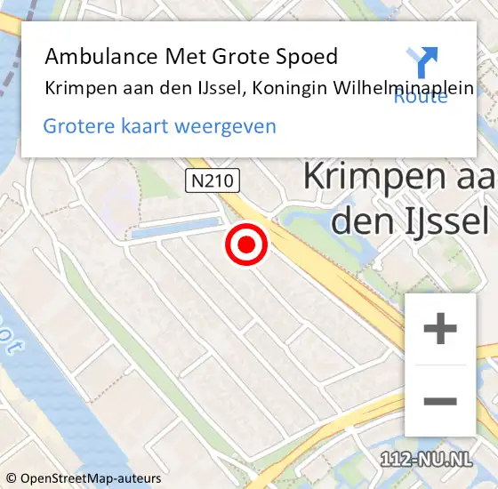 Locatie op kaart van de 112 melding: Ambulance Met Grote Spoed Naar Krimpen aan den IJssel, Koningin Wilhelminaplein op 30 mei 2019 10:08